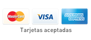 Aceptamos tarjetas Visa, Mastercard y American Express